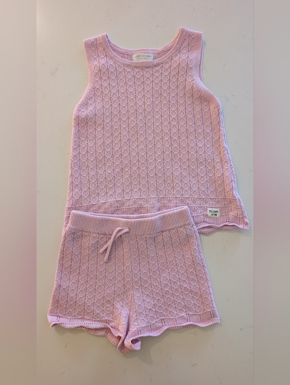 Grayson Mini | Sleeveless Pink Knit Set - Girls